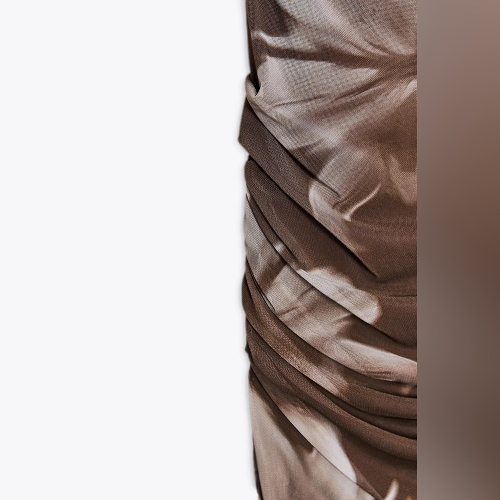 🆕(NWT) ZARA Bloggers Fav Tulle Print Midi Dress with Foulard Scarf. Size MEDIUM - Picture 13 of 15